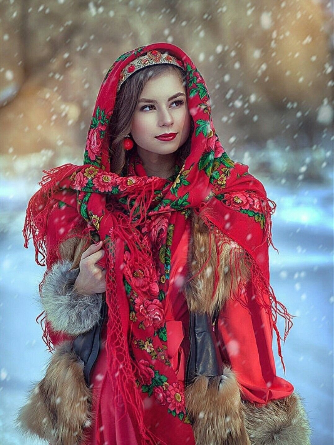 Beautiful girl Women in Slavic costumes in Pasig